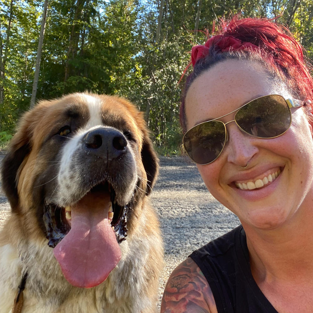 smiling lisa and dog